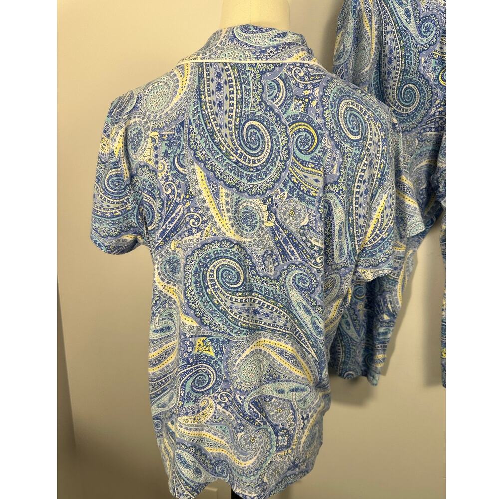 Lauren Ralph Lauren Pajamas Set Blue Yellow Paisley Short Sleeve Capri Pants - Picture 10 of 16